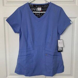 Careisma by Sofia Vergara Size Small Blue Scrub V-Neck Solid Blue Top CA618A New
